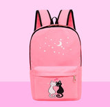 Kit Mochila 4 pçs Desenho de Gato Escolar Para Meninas .